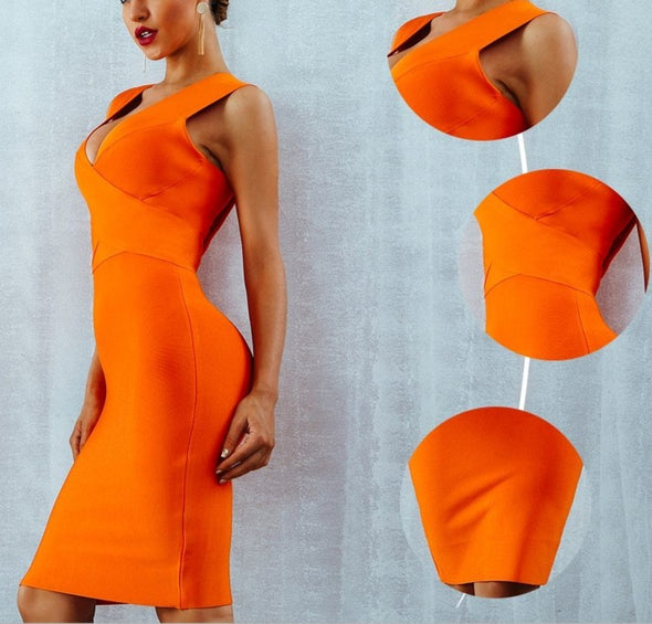 Deep V-Neck Bandage Dress